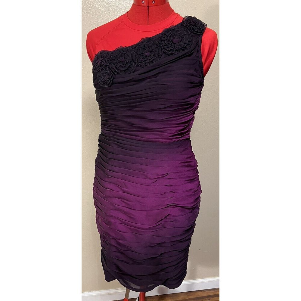 Adrianna Papell Deep Purple One Shoulder Dress